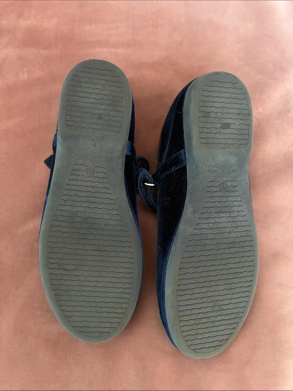 Size 34 Children Chic Navy Blue Velvet Mary Jane Shoes